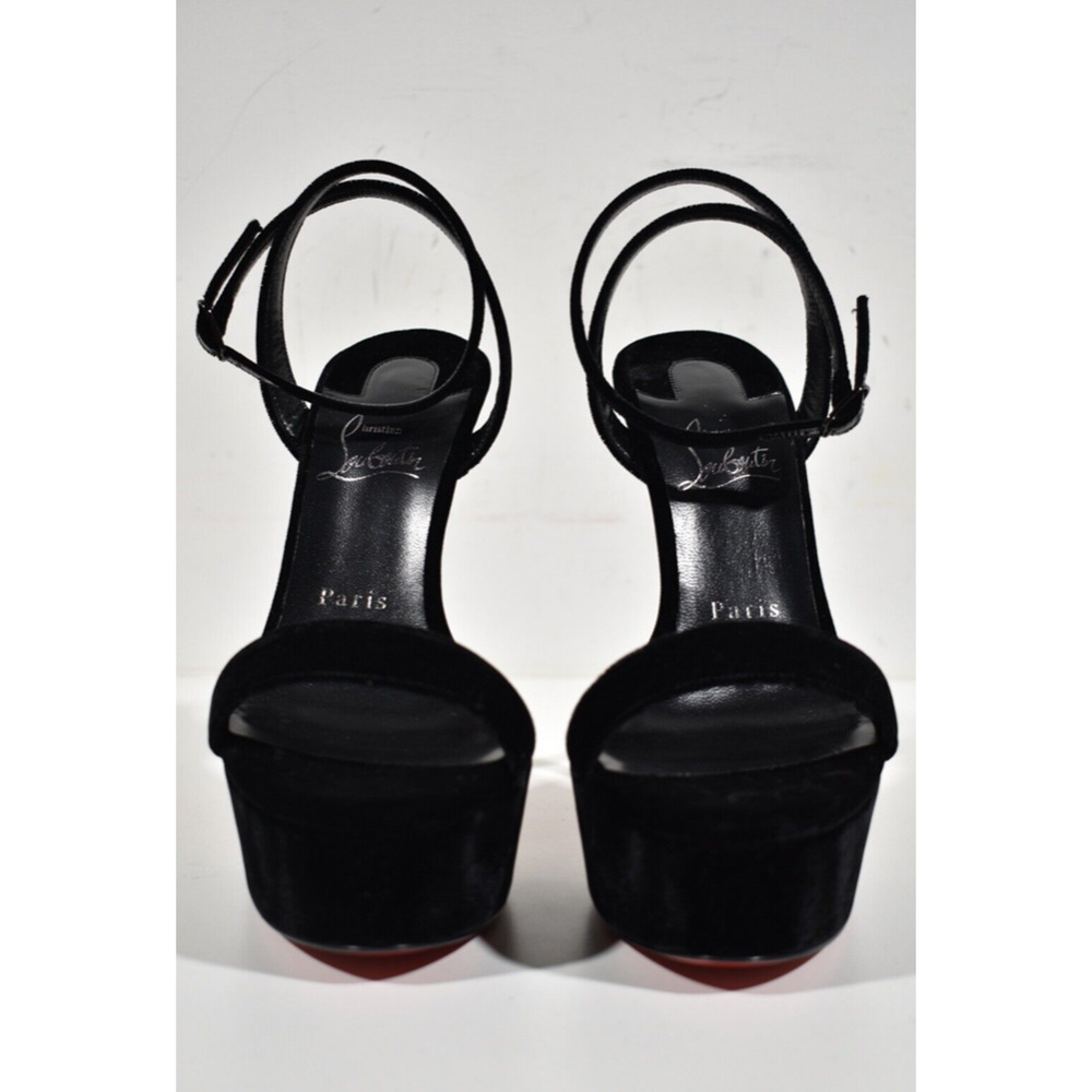 Christian Louboutin Loubi Queen Alta 150 Black Ankle Strap Sandal Heel Pump 40.5 - Picture 5 of 12